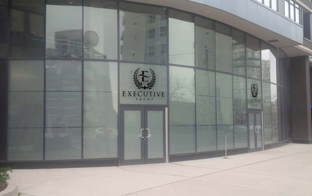 Executive Yacht’s new head office location at 438 Lakeshore Blvd, W. in downtown Toronto as viewed from the Lakeshore.