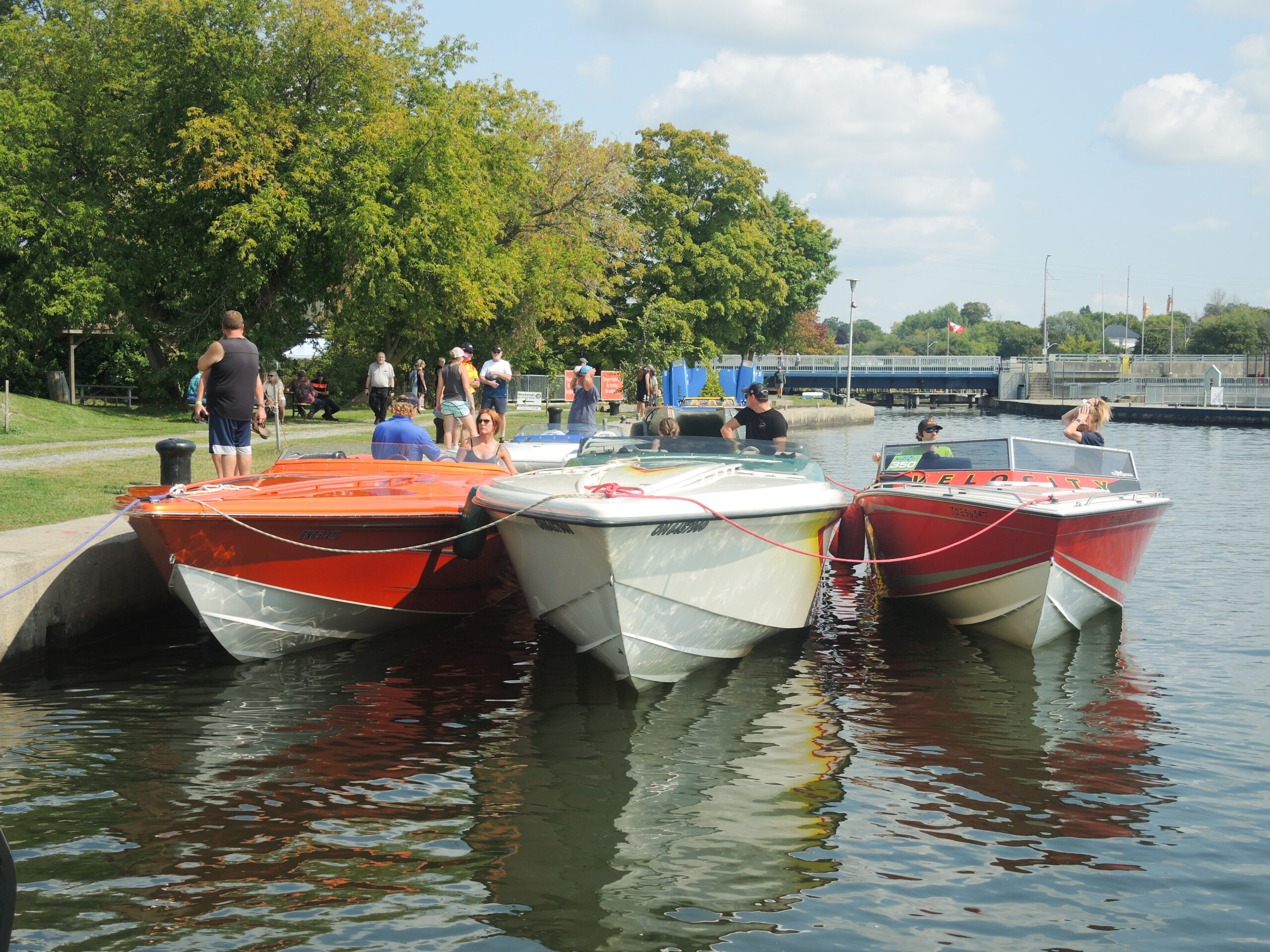 Docked and ready, Poker Run boats await theircaptains’ return to continue the thrilling journey across the lake.